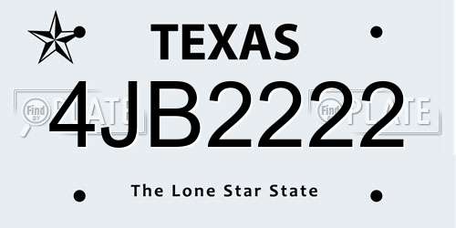 4JB2222 Texas License Plate