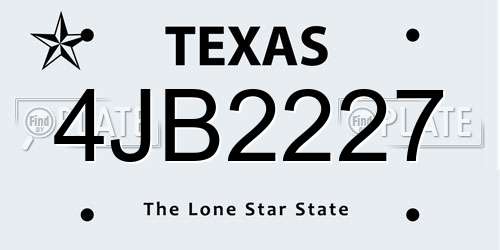 4JB2227 Texas License Plate