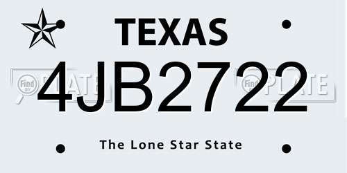 4JB2722 Texas License Plate