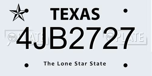 4JB2727 Texas License Plate