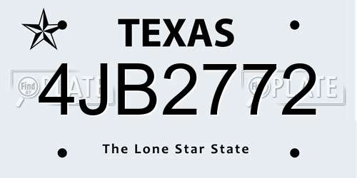 4JB2772 Texas License Plate