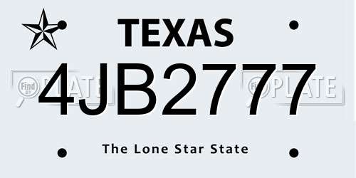 4JB2777 Texas License Plate