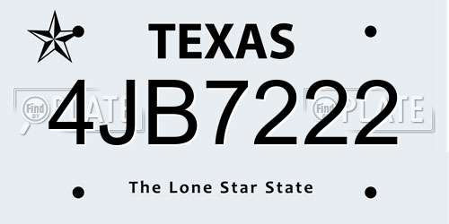 4JB7222 Texas License Plate