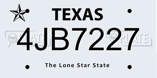 4JB7227 Texas License Plate