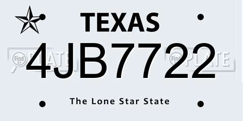 4JB7722 Texas License Plate