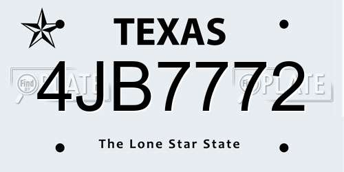 4JB7772 Texas License Plate
