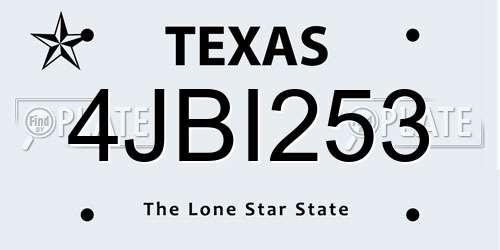 4JBI253 Texas License Plate
