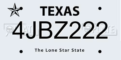 4JBZ222 Texas License Plate