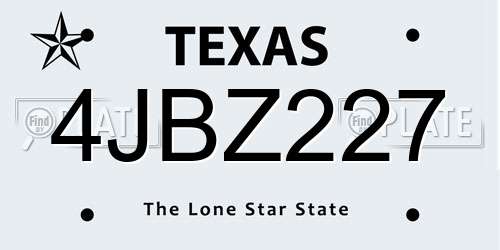 4JBZ227 Texas License Plate