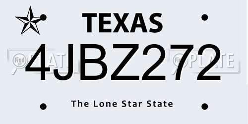 4JBZ272 Texas License Plate