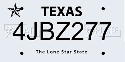 4JBZ277 Texas License Plate