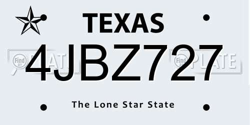 4JBZ727 Texas License Plate