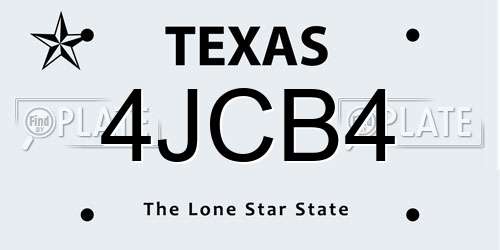 4JCB4 Texas License Plate