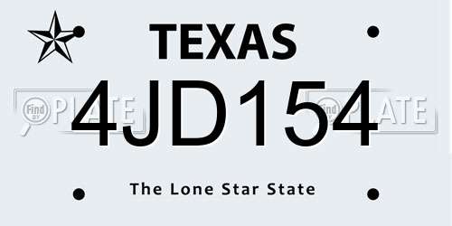 4JD154 Texas License Plate