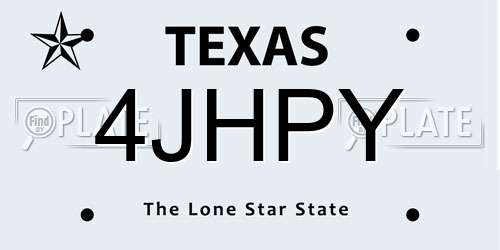 4JHPY Texas License Plate