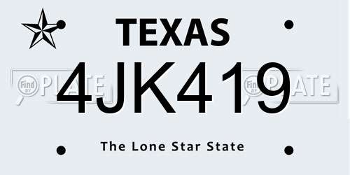 4JK419 Texas License Plate