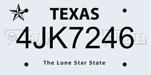 4JK7246 Texas License Plate