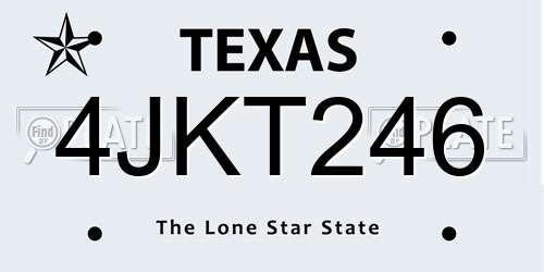 4JKT246 Texas License Plate