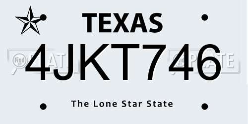 4JKT746 Texas License Plate
