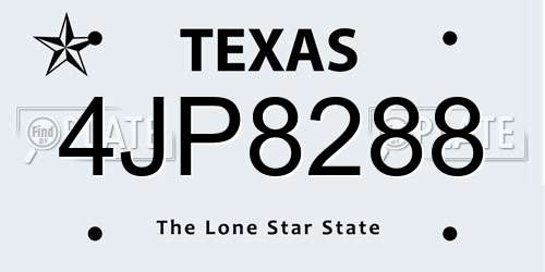 4JP8288 Texas License Plate