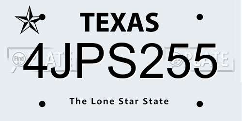 4JPS255 Texas License Plate