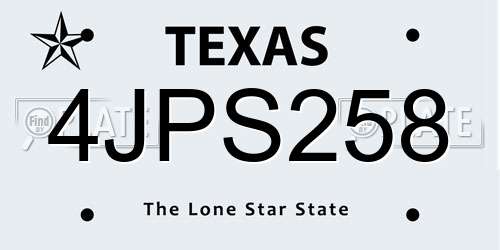 4JPS258 Texas License Plate