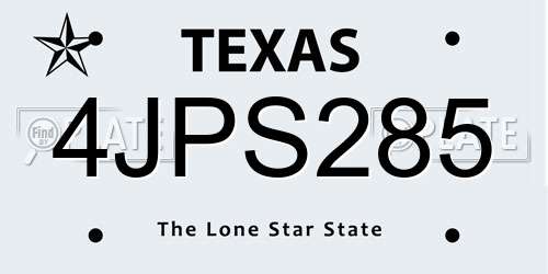 4JPS285 Texas License Plate