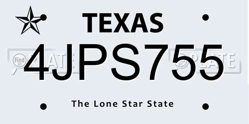 4JPS755 Texas License Plate