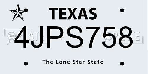 4JPS758 Texas License Plate