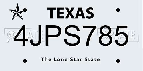 4JPS785 Texas License Plate