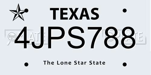 4JPS788 Texas License Plate