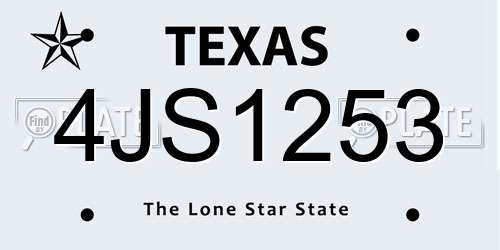 4JS1253 Texas License Plate