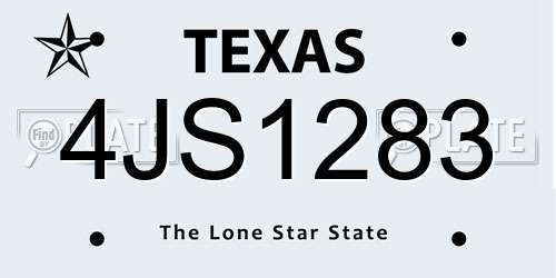 4JS1283 Texas License Plate