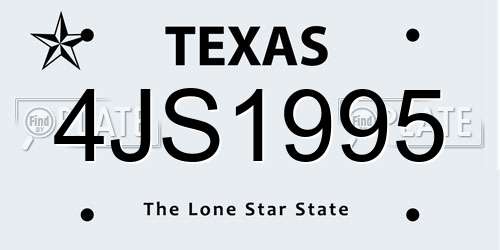 4JS1995 Texas License Plate