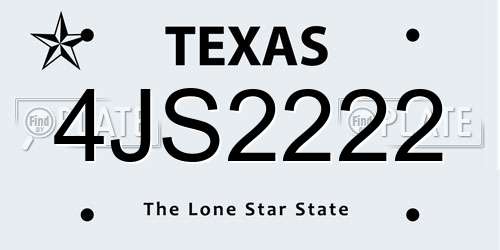 4JS2222 Texas License Plate