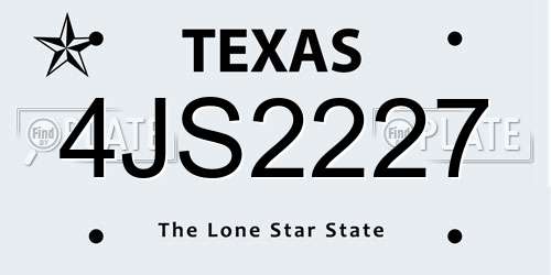 4JS2227 Texas License Plate
