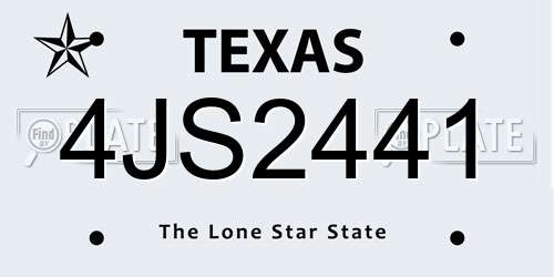 4JS2441 Texas License Plate