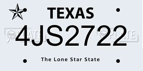 4JS2722 Texas License Plate