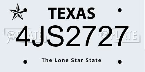 4JS2727 Texas License Plate