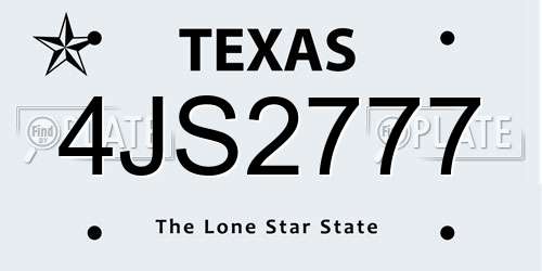 4JS2777 Texas License Plate