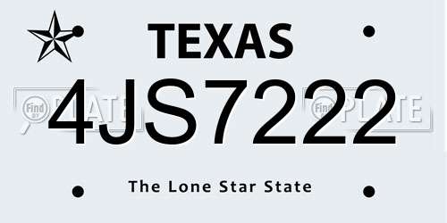 4JS7222 Texas License Plate
