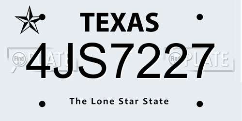 4JS7227 Texas License Plate