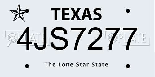 4JS7277 Texas License Plate