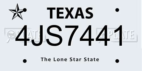 4JS7441 Texas License Plate