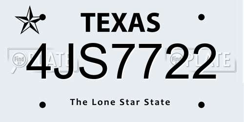 4JS7722 Texas License Plate