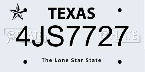4JS7727 Texas License Plate