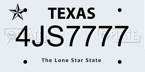 4JS7777 Texas License Plate