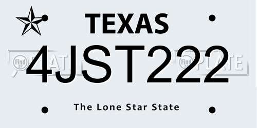 4JST222 Texas License Plate