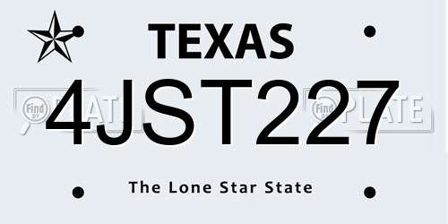 4JST227 Texas License Plate