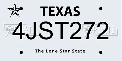 4JST272 Texas License Plate